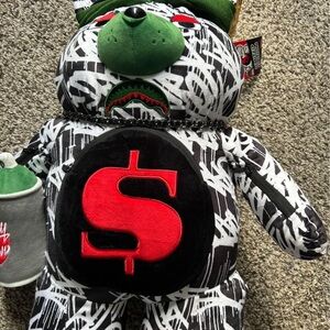 Graffiti Style Bear Plush with Red Dollar Sign